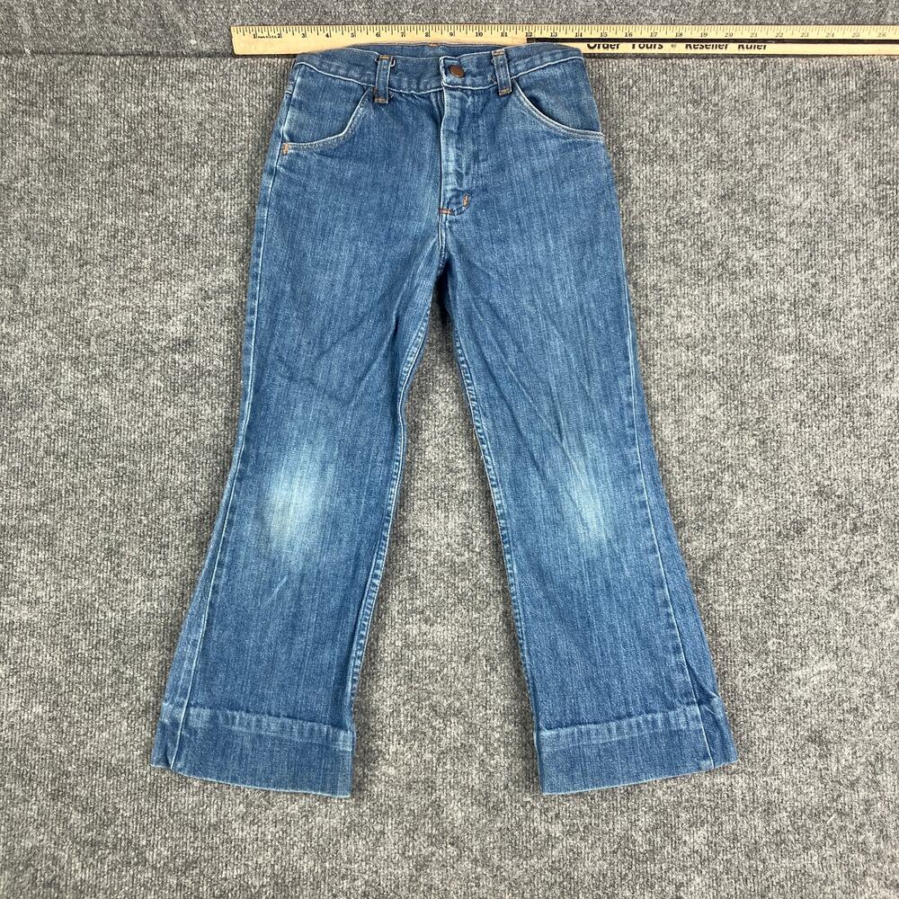 Wrangler Jeans Kids Size 10 Blue Vintage USA Flared Cuffed Denim